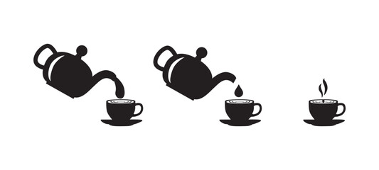 Black silhouette of teapot and cup Vector illustration