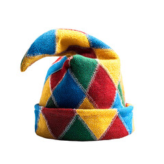 Colorful harlequin hat isolated on transparent background