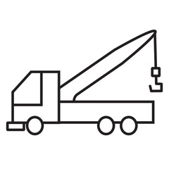 Tow Truck and Roadside Assistance Line Art Vector Icon - Simple Outline