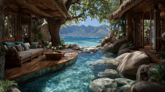 Exquisite tropical resort with luxurious accommodations nestled amidst nature beauty