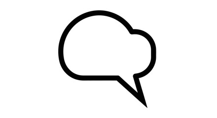 Simple black and white illustration of a speech bubble, communication concept.