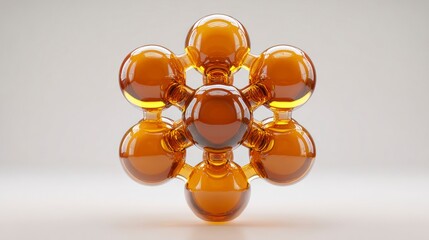 Abstract 3 d molecular structure in amber color against a neutral background