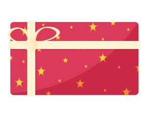 christmas red gift box and bow ribbon flat illustration