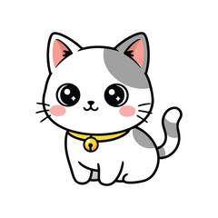 on cute cat drawing vector illustration on white background 