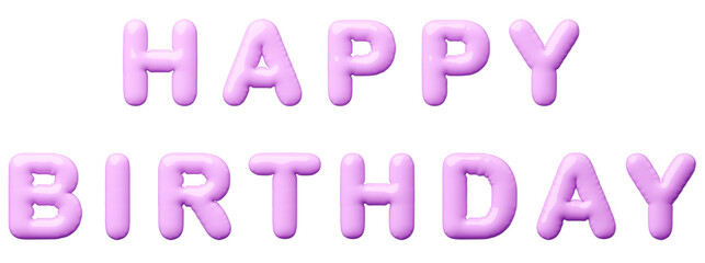 3D画像_風船_HAPPY BIRTHDAY_紫