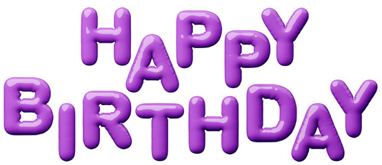 3D画像_風船_HAPPY BIRTHDAY_紫