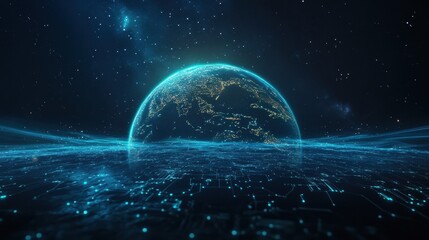 Digital network representation of planet Earth in outer space