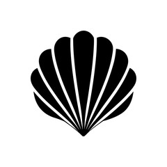 Simple black seashell graphic on transparent background silhouette