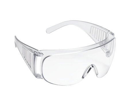 Clear safety glasses, curved lens, protective eyewear - Powered by Adobe