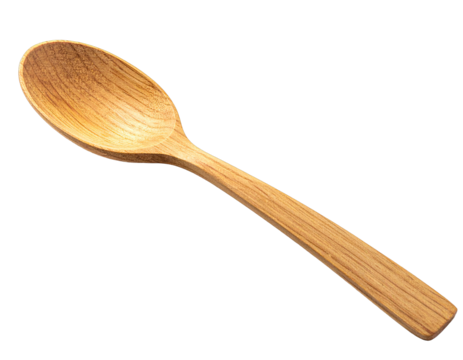 Wooden spoon, light, angled, with texture