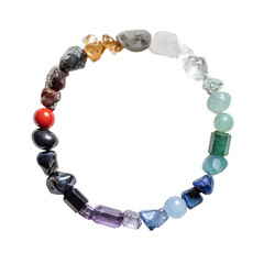Assorted polished gemstones in a circular arrangement