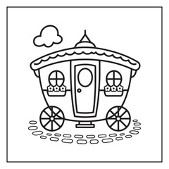 cute cottage house with cactus coloring pages, cute cottage house with cactus – printable coloring page for kids & adults, whimsical house bold & easy coloring page, Miniature Fairy Cottage. 