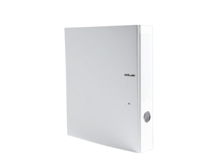 White, closed office binder with metallic ring, isolated