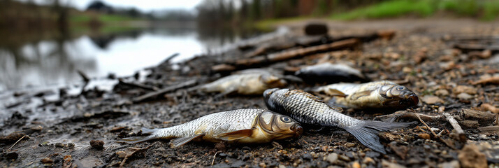 Dead fish in polluted pond showing water contamination crisis
