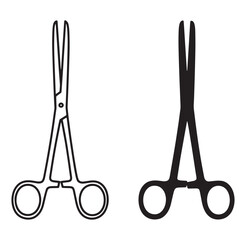 Vector illustration of two different medical surgical forceps or hemostats isolated on white