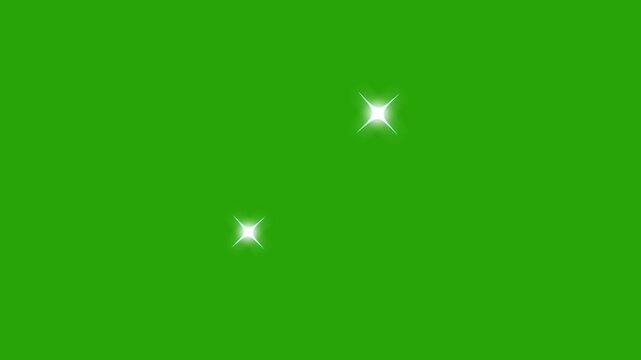 Twinkle stars twinkle animation on green screen, light, white cartoon, twinkle stars, glowing retro vector stars, doodles style twinkle stars, glow twinkle movement timeline. 4K animation