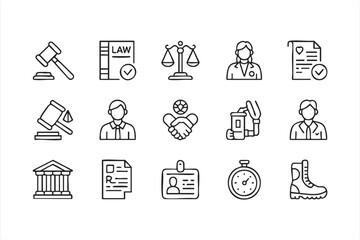 Minimalist Line Art of Legal and Court Symbols