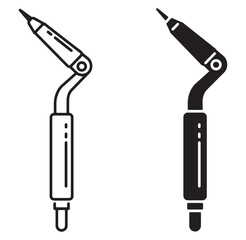Vector illustration of two identical soldering irons in black and white on a plain background