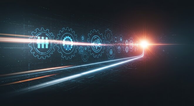 Dynamic technology solutions integrating teamwork and innovation for business success with an elegant modern design, creating vibrant digital connections for impact