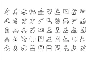 Minimalist Line Art of Justice and Police Symbols