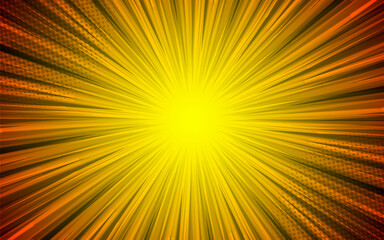 Pop art comic sunburst effect background with halftone.