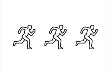 Running People Line Art Icon Vector Illustration