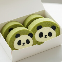 Matcha panda roll cake