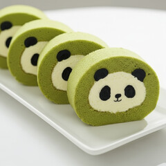 Matcha roll panda cake