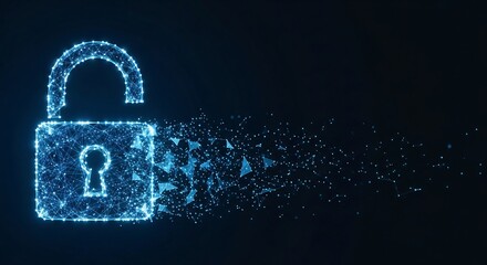 Secure your data with this glowing digital unlocked padlock