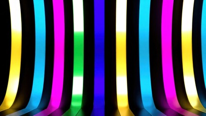 Colorful Light Strips Abstract Background with Black Backdrop.