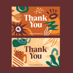 Abstract Thank You Card Vector Set, Modern Colorful Greeting Templates