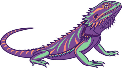 Exotic Reptile: A vibrant reptile illustration, with bold color accents, captivating a striking aesthetic.