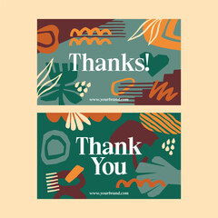 Abstract Thank You Card Vector Set, Modern Colorful Greeting Templates