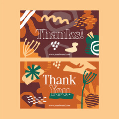 Abstract Thank You Card Vector Set, Modern Colorful Greeting Templates