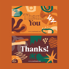 Abstract Thank You Card Vector Set, Modern Colorful Greeting Templates