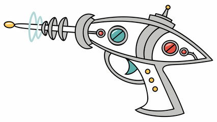Retro Ray Gun: A vintage ray gun design, perfect for science fiction enthusiasts and retro gaming, showcasing iconic features. 