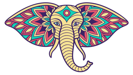 Radiant Elephant's Mystical Aura: A captivating illustration of an elephant, adorned with intricate, symmetrical patterns. It creates a mystical and culturally rich visual.