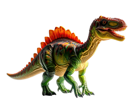 Spiked-back dino toy with green, orange, and red details