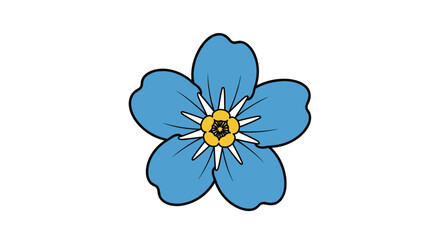 A single delicate blue flower with a yellow center symbol of remembrance.