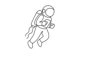 Astronaut exploring a distant planet while conducting experiments in a sketch style illustration