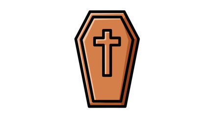 Obraz premium Coffin vector illustration with a cross simple flat design element isolated on white background for memorial or funeral concepts