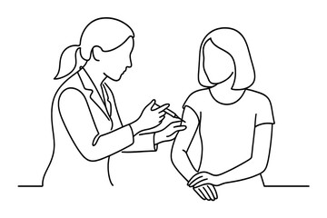 Healthcare worker administers vaccine to patient in a clinical setting during daytime