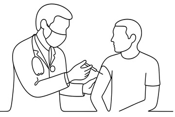 Medical professional gives vaccine to patient in healthcare setting during a routine visit