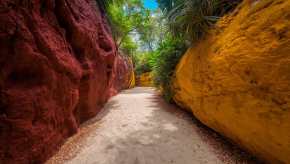 Crimson and Ochre Cliffs Path sand canyon
