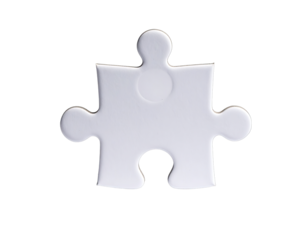 Single, white puzzle piece on black background