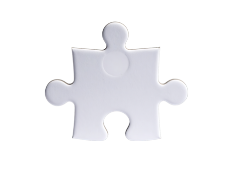 Single, white puzzle piece on black background