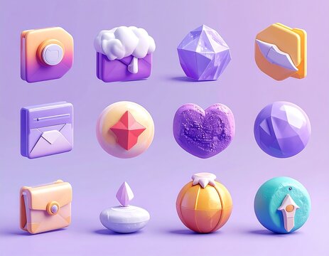 Collection of 3D App Icons with a Playful and Modern Design.