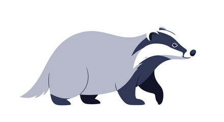 Obraz premium A badger walks across a white background with its body tilted.