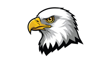 Fierce Bald Eagle Head Profile Illustration with Intense Gaze.
