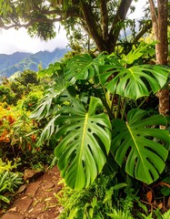 Lush tropical garden